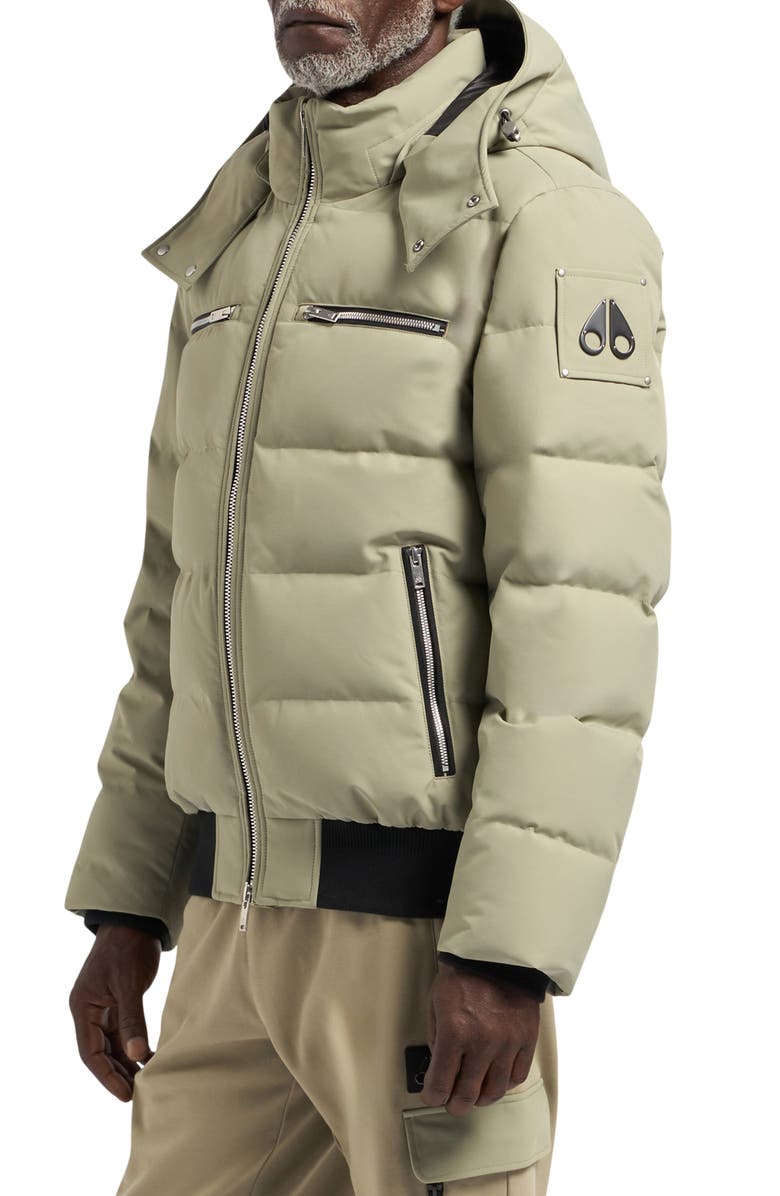 Moose Knuckles Cloud Down Puffer Bomber Jacket with Removable Hood, Alternate, color, Sage