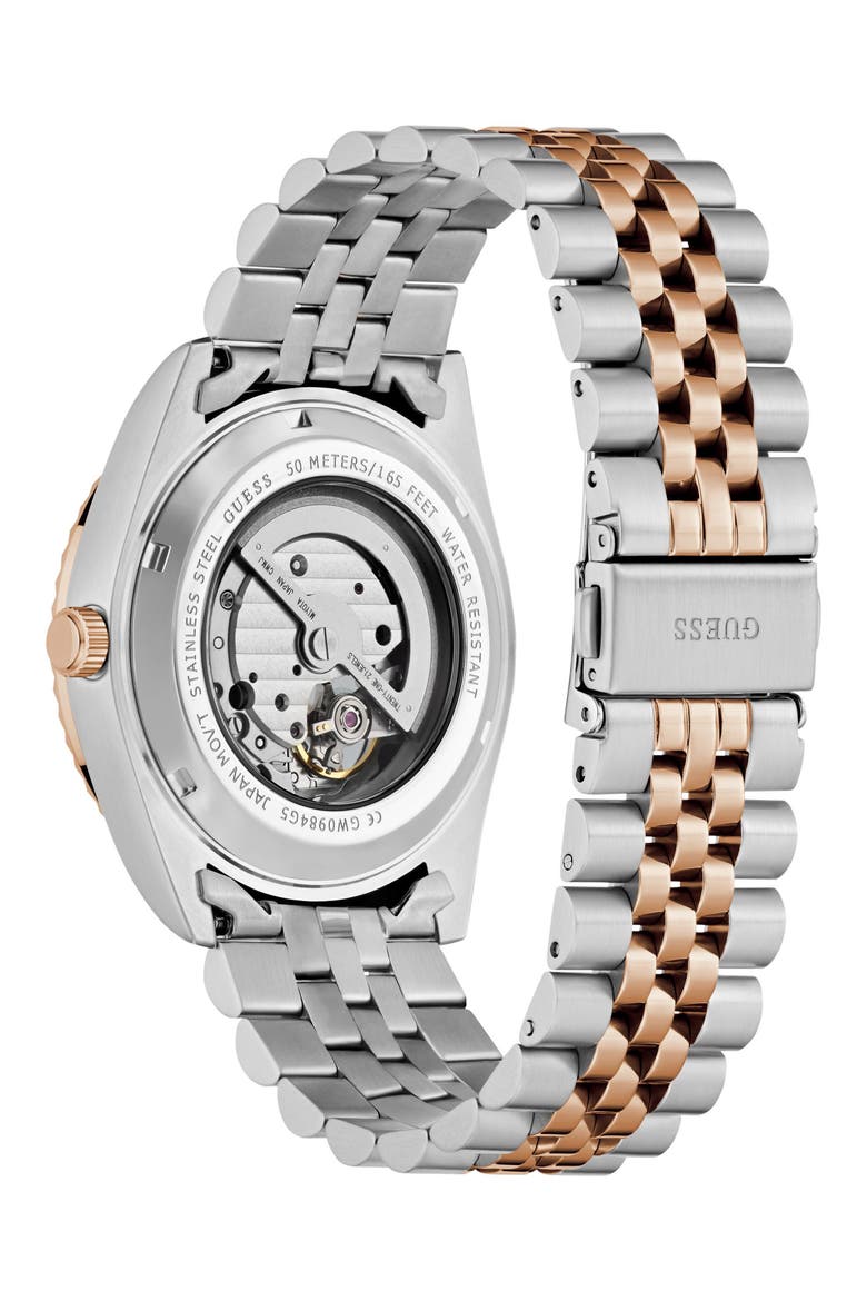 Open Heart Two-Tone Automatic Bracelet Watch, 42mm, Alternate, color, 2-TONE/ BLUE
