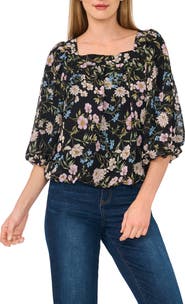 CeCe Square Neck Bubble Top