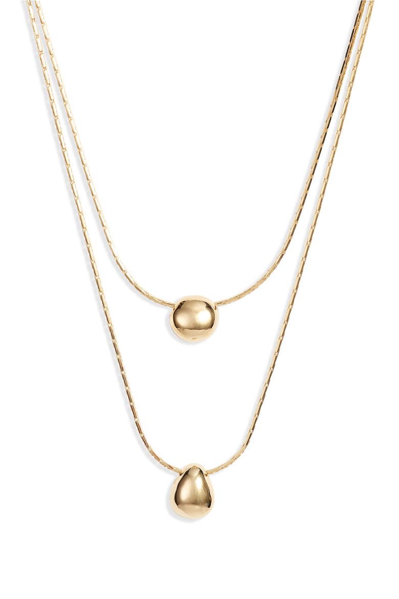 Demi Fine Double Droplet Layered Necklace, Main, color, 14K GOLD PLATED