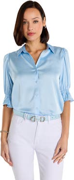 The Noli Shop Cindy Ruffle Sleeve Shirt