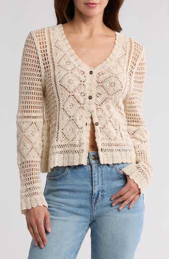 Forgotten Grace Crochet Stitch Button Front Cardigan