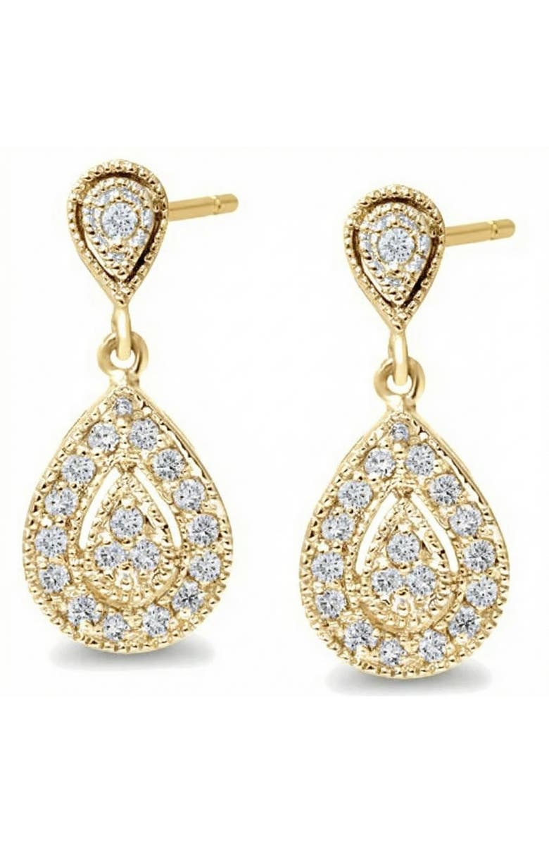Bliss Diamond 1/2Ct Diamond Pear Shape Dangle Earrings 5/8" Tall Screw Back, Main, color, Gold Silver