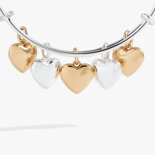 Alex And Ani Puffy Heart Multi Charm Bangle Bracelet In Silver