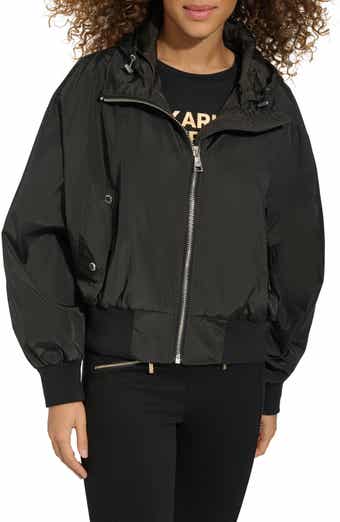KARL LAGERFELD PARIS Logo Collar Bomber Jacket
