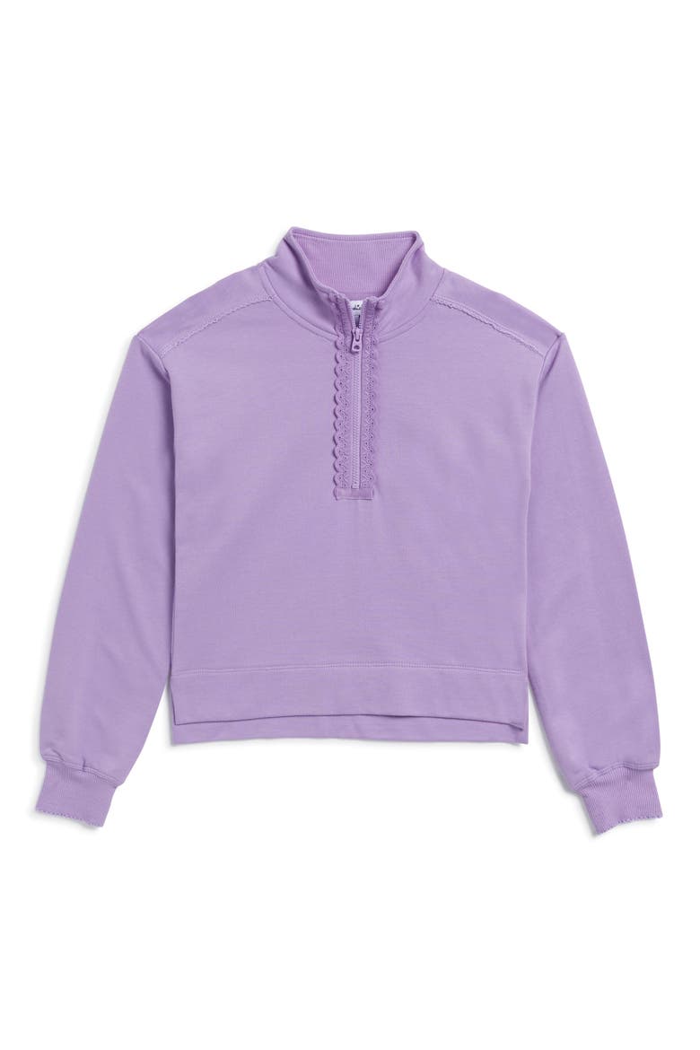 Kids' Scalloped Half Zip Pullover, Main, color, CLEMATIS
