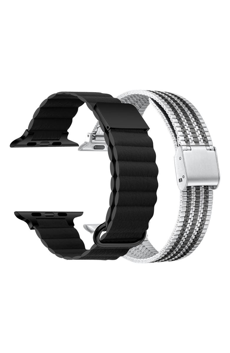 The Posh Tech Set of 2 Apple Watch<sup>®</sup> Watchbands, Alternate, color, Black Multi