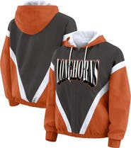WEAR by Erin Andrews Women's WEAR by Erin Andrews Burnt Orange/Gray Texas Longhorns Colorblock Full-Zip Hoodie Windbreaker Jacket