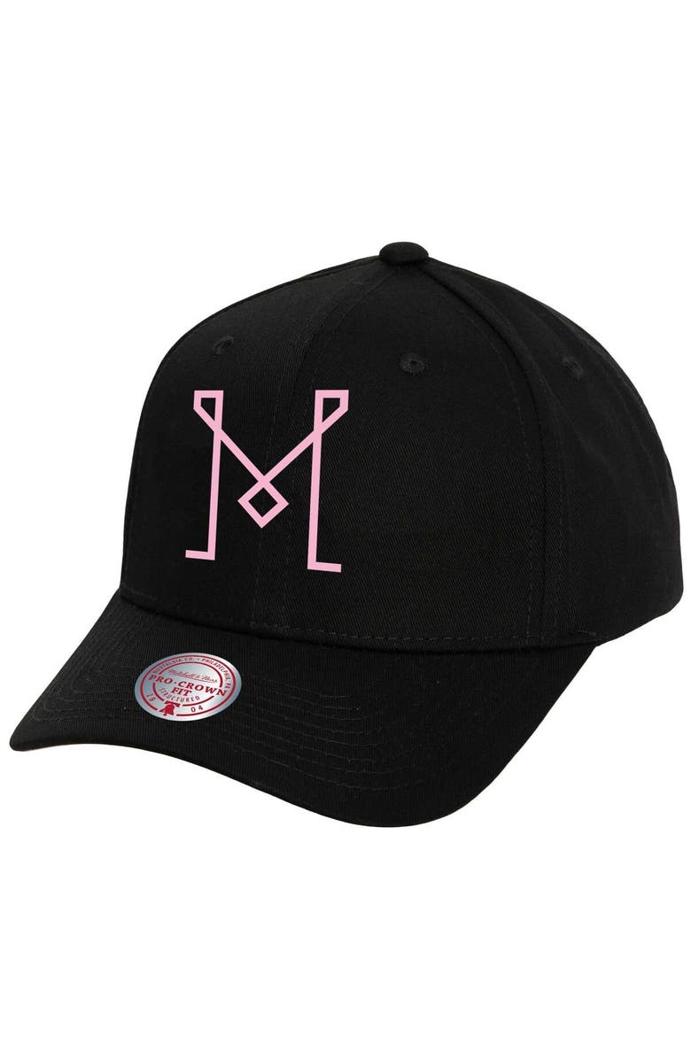 Mitchell & Ness Men's Mitchell & Ness  Black Inter Miami CF Logo Low Profile Adjustable Hat, Main, color, 