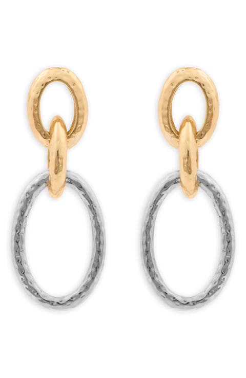 Two-Tone Chunky Chain Drop Earrings