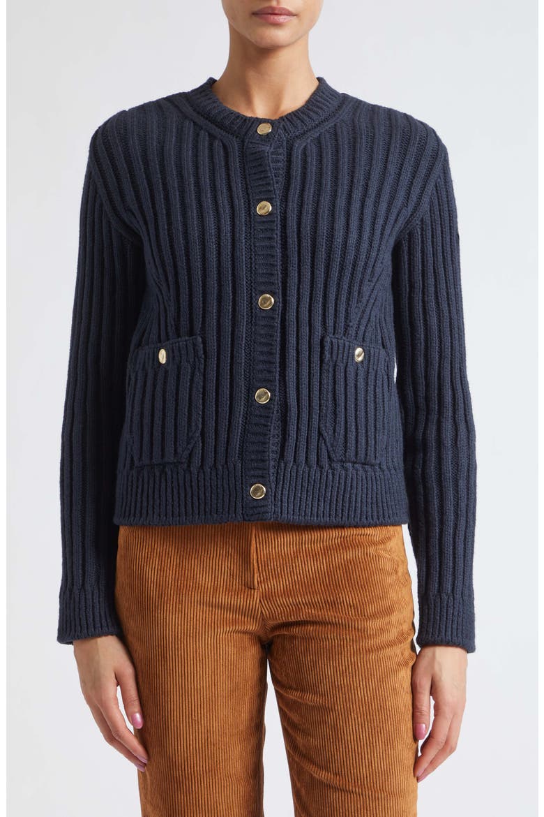 Mixed Media Down Cardigan, Main, color, BLUE