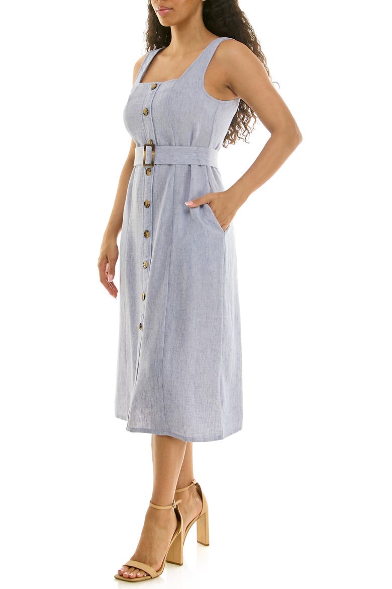 Square Neck Button Front Dress, Alternate, color, LIGHT BLUE
