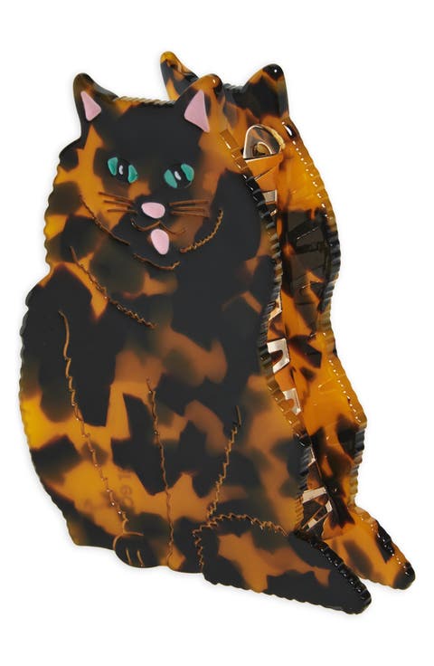 Hand-Painted Persian Cat Claw Clip