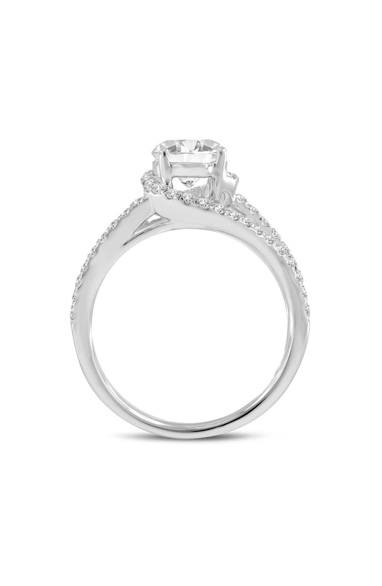 LuvMyJewelry Clemence 14K White Gold Round Cut Lab Grown Diamond Spiral Halo Engagement Ring - 1.5 Ct, Alternate, color, 14K White Gold