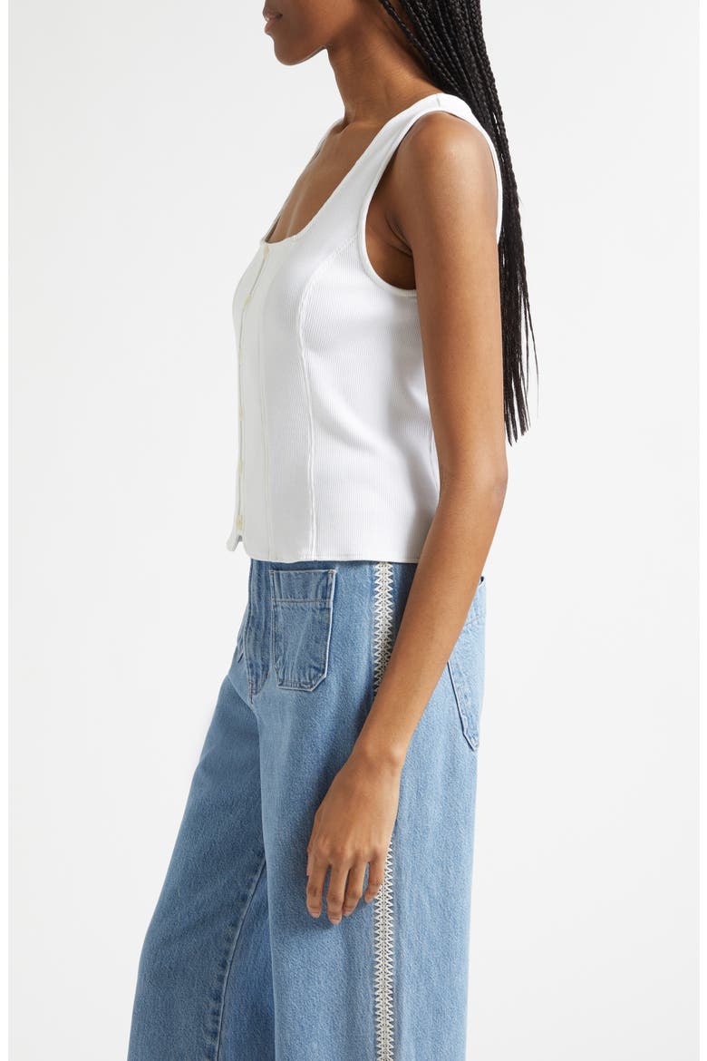 Quenby Stretch Cotton Square Neck Tank, Alternate, color, WHITE