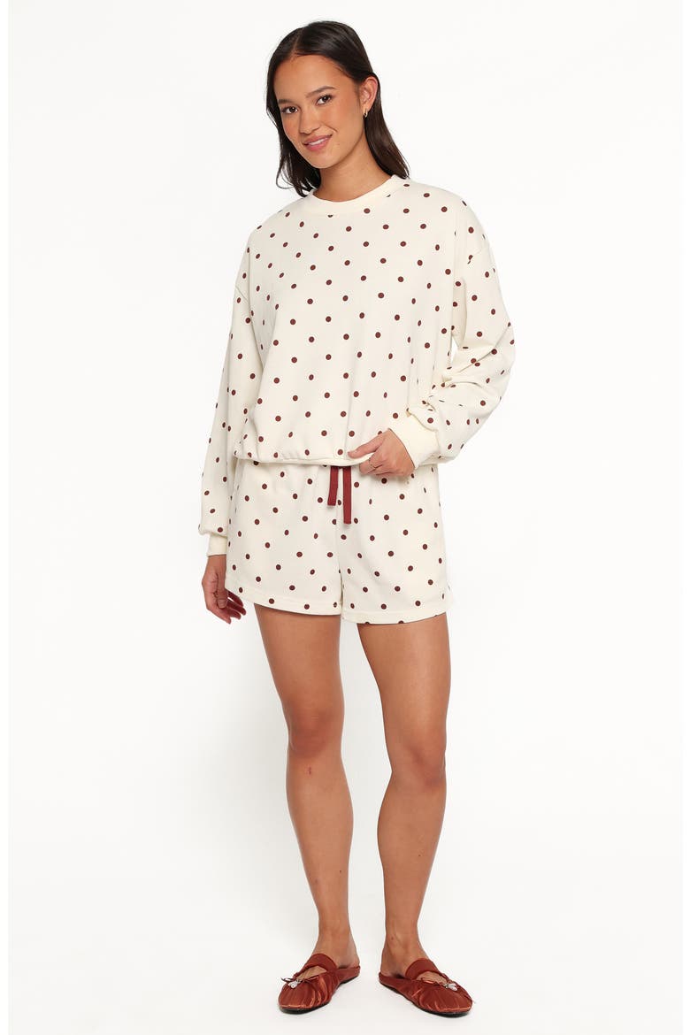 Novie Polka Dot Sweatshirt, Alternate, color, BROWN POLKA DOT