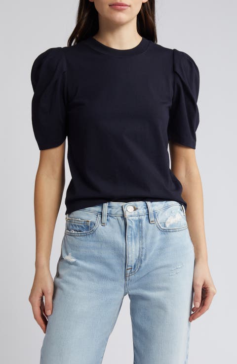 Draped Short Sleeve Organic Cotton T-Shirt