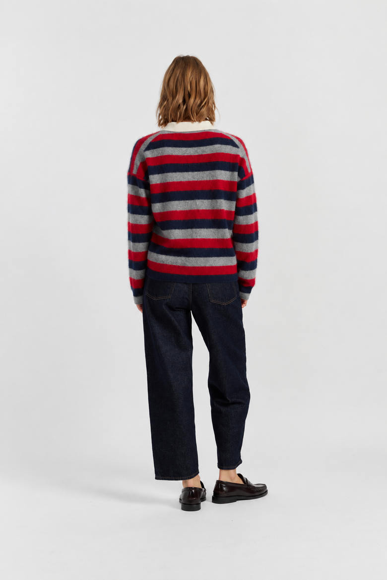 Merino Stripe Polo Top, Alternate, color, Multi