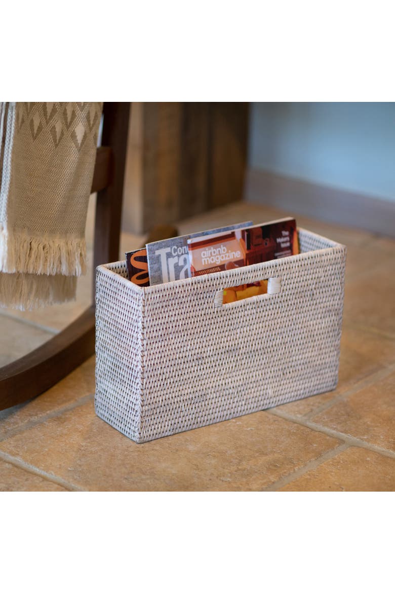 Artifacts Rattan Rectangular Magazine Holder, Alternate, color, White Wash