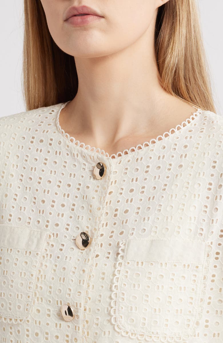 Anne Klein Cotton Eyelet Jacket, Alternate, color, 