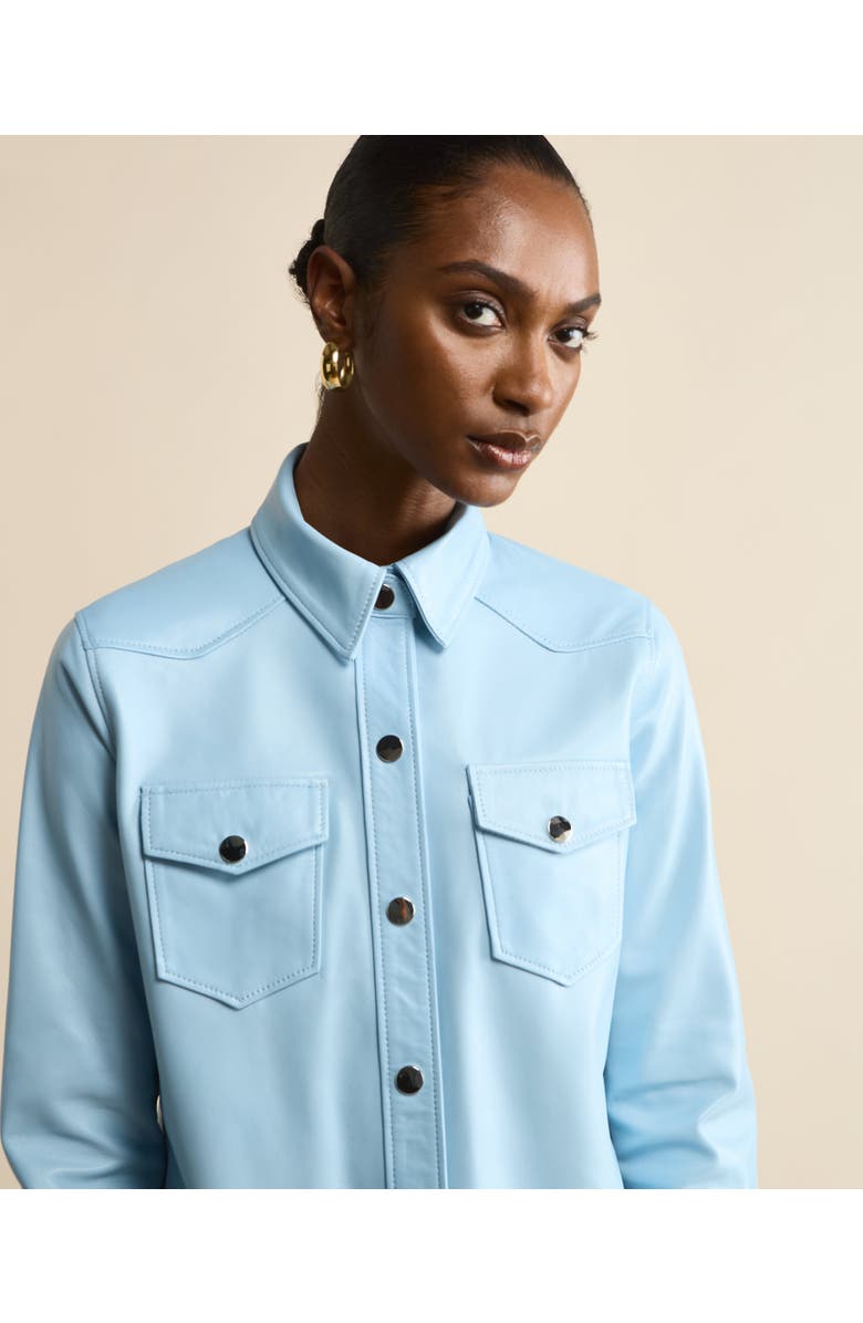 FURNIQ UK LLC Leather Shirt Jacket, Alternate, color, Blue