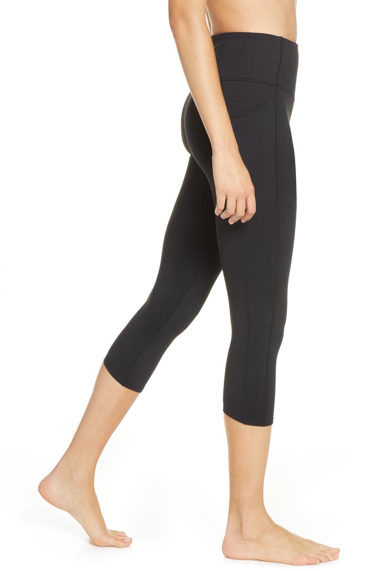 Live In High Waist Pocket Crop Leggings, Alternate, color, BLACK