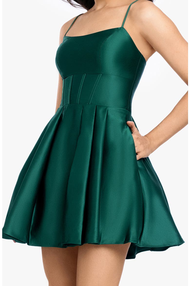 Corset Back Satin Cocktail Minidress, Alternate, color, HUNTER