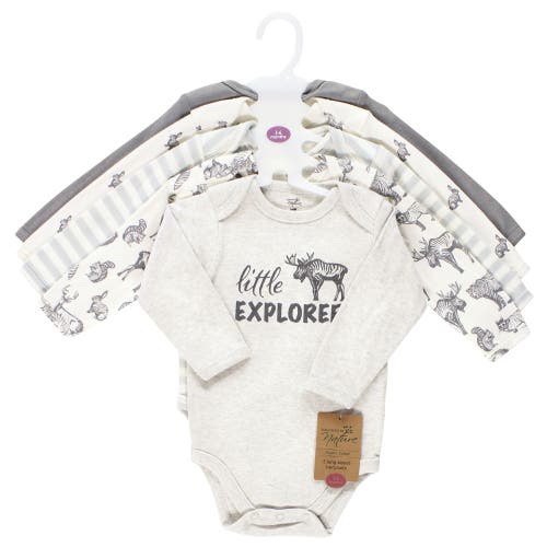 Touched By Nature Organic Cotton Long-sleeve Bodysuits In Multi