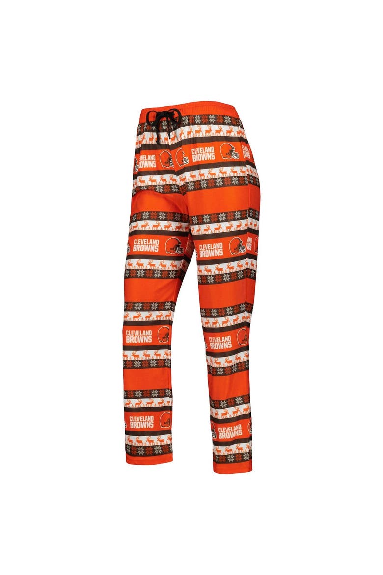 Women's FOCO Orange Cleveland Browns Holiday Ugly Pajama Set, Alternate, color, Orange