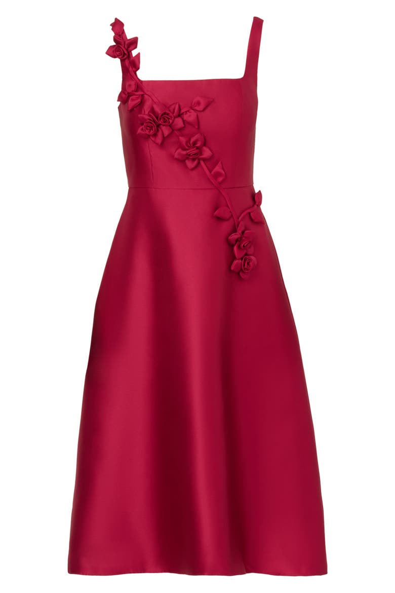 Mikado 3D Petal Fit & Flare Dress, Alternate, color, RED PLUM