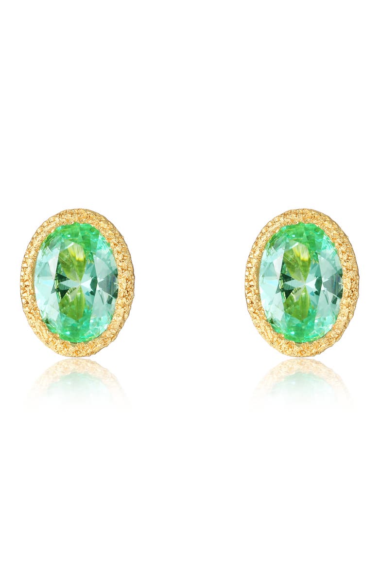 Lab Grown Green Sapphire Stud Earrings, Main, color, GREEN