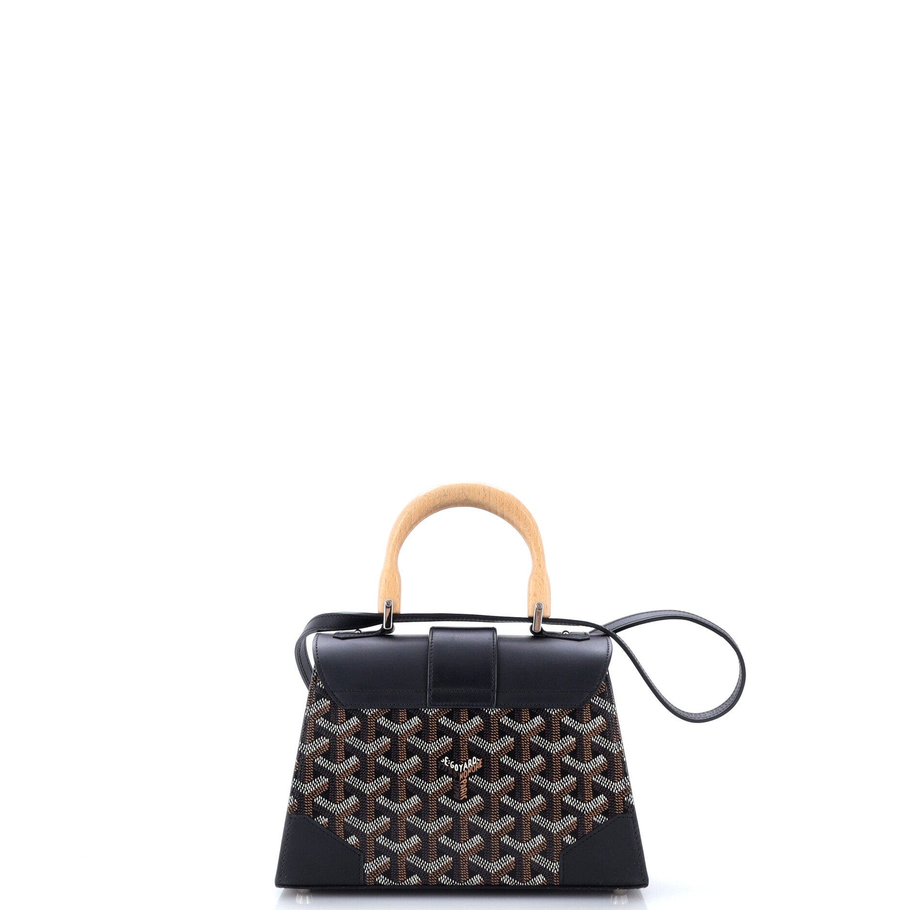 Structured Saigon Top Handle Bag Coated Canvas with Leather Mini, Alternate, color, Black