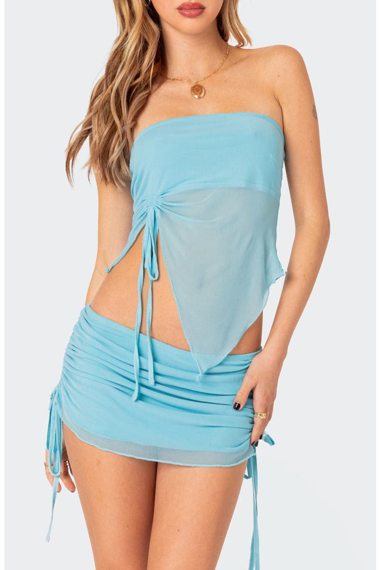Joy Asymmetric Mesh Tube Top, Main, color, TURQUOISE