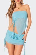 EDIKTED Joy Asymmetric Mesh Tube Top
