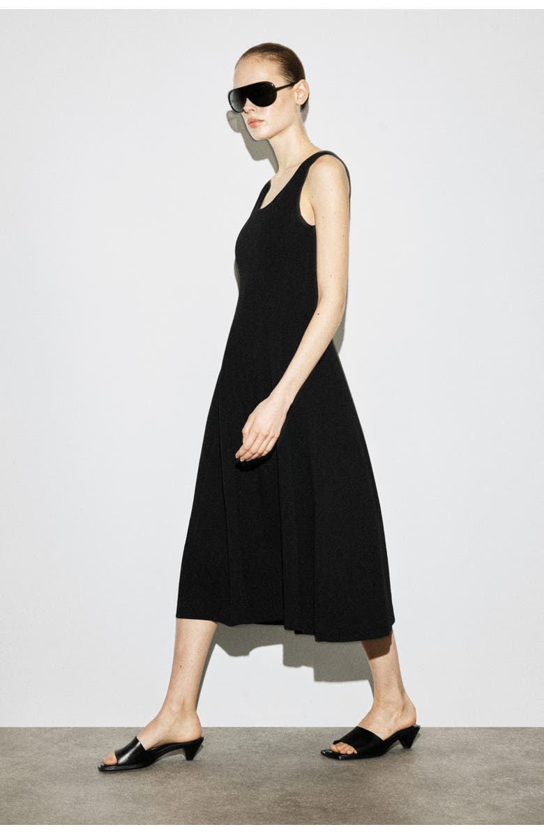 COS Sculpted Cotton Midi Dress, Alternate, color, Black
