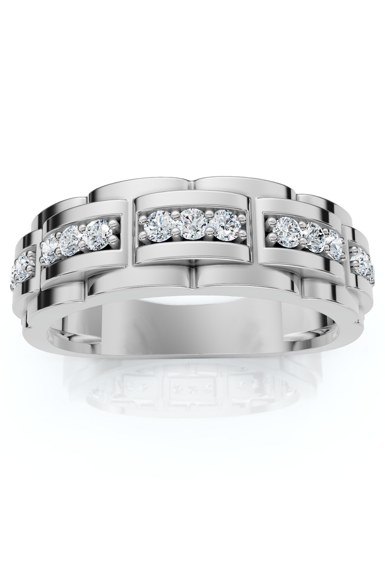 VS .54Ct Mens Natural Diamond Wedding Ring 14k Gold Anniversary Band, Main, color, 14k White Gold