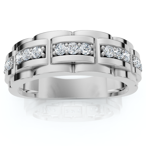 VS .54Ct Mens Natural Diamond Wedding Ring 14k Gold Anniversary Band