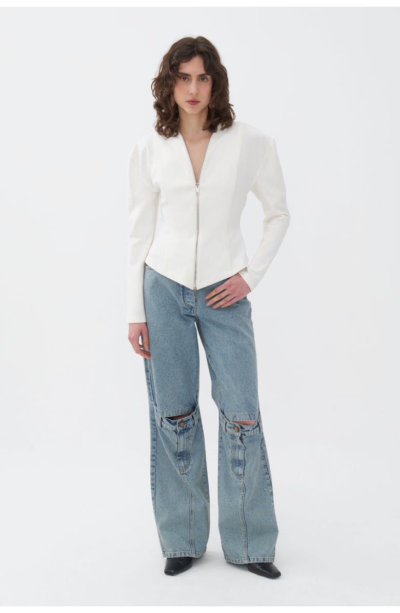 Nocturne Zip Detail Blouse, Alternate, color, Ivory