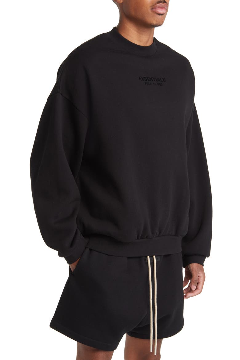 Essentials Crewneck Sweatshirt, Alternate, color, JET BLACK