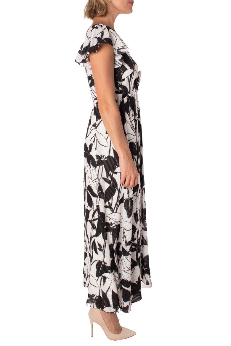 Floral Flutter Sleeve Maxi Dress, Alternate, color, IVORY/ BLACK
