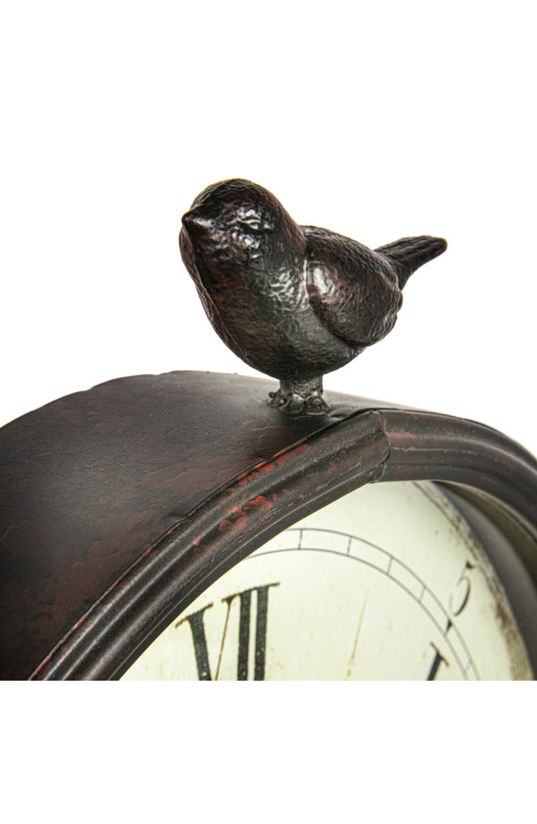 Storied Home Oval Metal Wall Clock with Bird, Antique Bronze, Alternate, color, 
