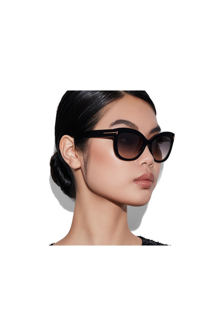 Alistair 56mm Gradient Sunglasses, Alternate, color, SHINY BLACK / GRADIENT SMOKE