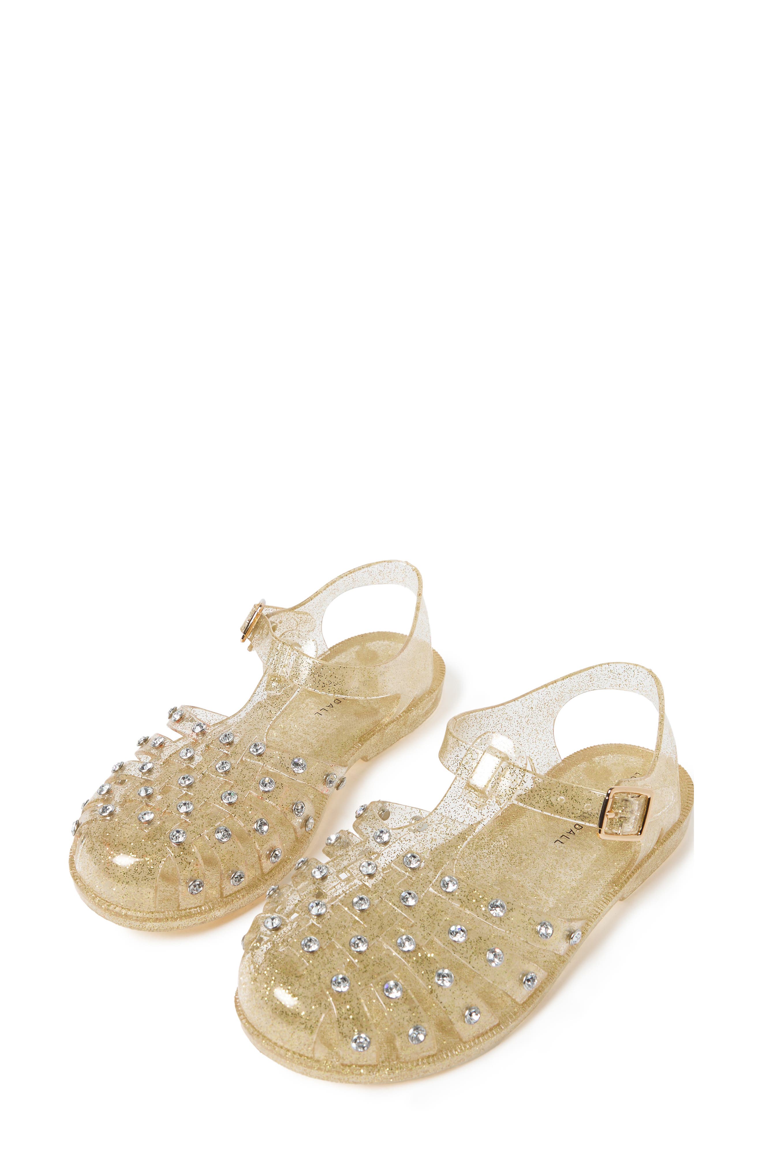 Loeffler Randall Rhys Studded Jelly Sandal, Alternate, color, Champagne