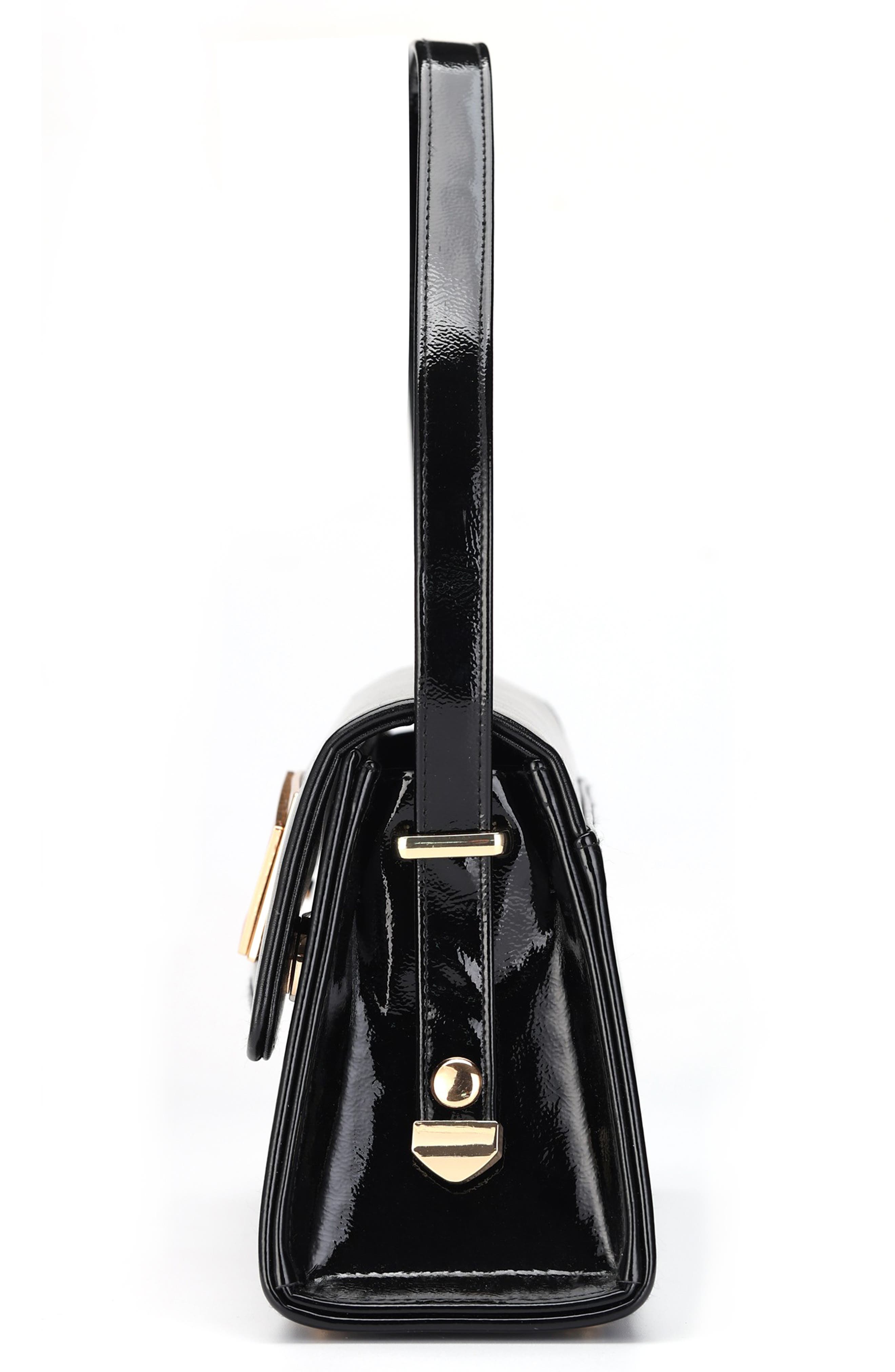 Patent Faux Leather Handbag, Alternate, color, BLACK MULTI