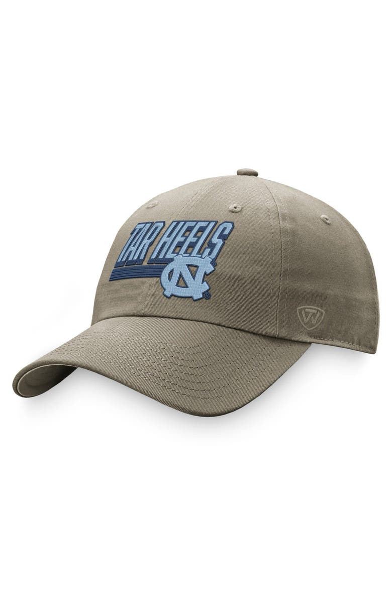 TOP OF THE WORLD Men's Top of the World Khaki North Carolina Tar Heels Slice Adjustable Hat, Main, color,