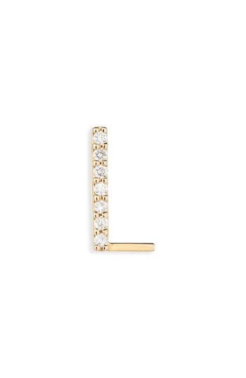 Lana 14k Gold Diamond Initial Single Stud Earring In Gold