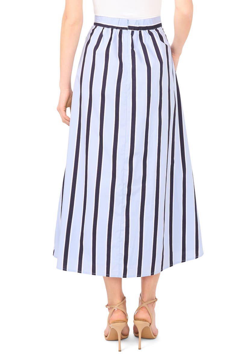 Vince Camuto Stripe Flare Midi Skirt, Alternate, color, Metro Blue