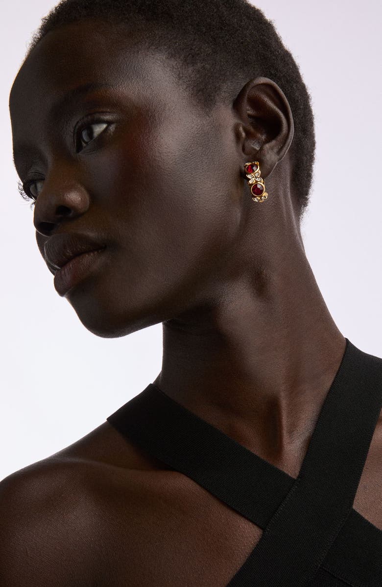 Susan Caplan 1980s Vintage D'Orlan Ruby Red Swarovski Crystal Clip-On Earrings, Alternate, color, Red Swarovski