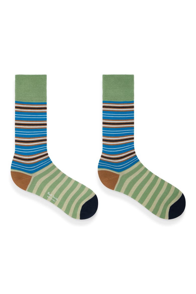 Stripe Cotton Blend Dress Socks, Alternate, color, COBALT BLUE