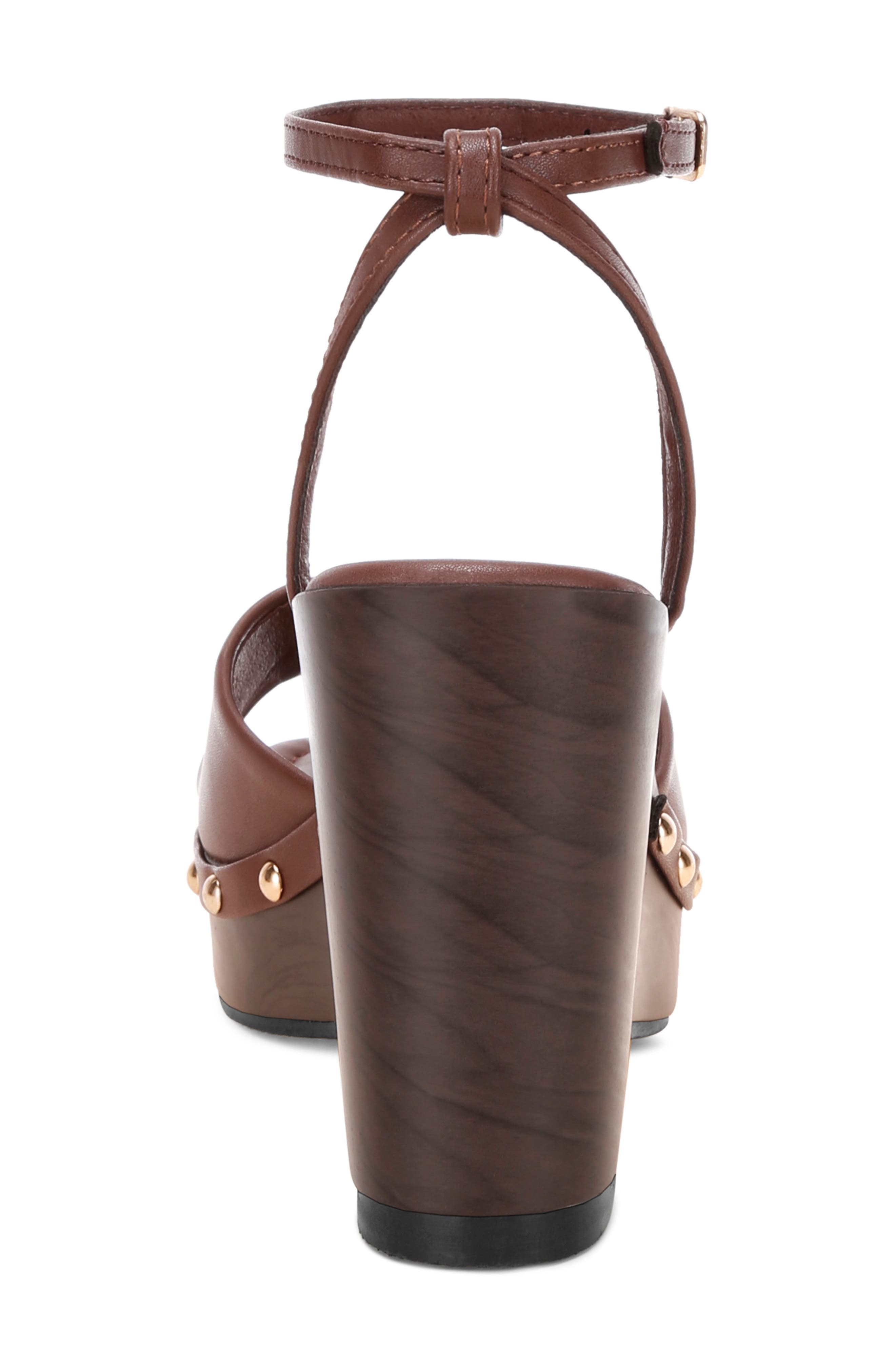 Colada Ankle Strap Studded Wedge Sandal, Alternate, color, BROWN